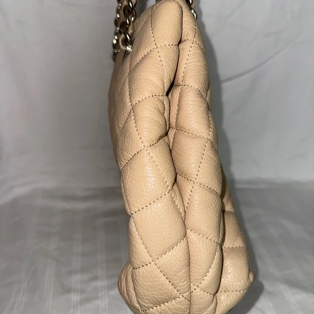 Kate‎ Spade New York Beige Quilted Leather Chain Strap Shoulder Tote Bag Large